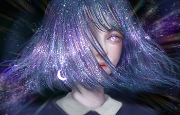 Stardust Hair, women, Stardust, fantasy, Hair HD wallpaper