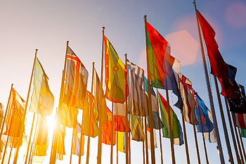 Colorful World International Flags, Waving in the sky, Scenic sunset, Other HD wallpaper