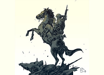 Art, soldier on horse HD wallpaper