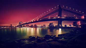 Manhattan Bridge , bridge, world, night HD wallpaper