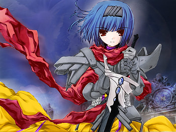 Warrior Anime, night, blue, sword, anime, red, warrior HD wallpaper