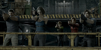 Jill valentine Chris Leon Rebecca and Claire, movie, Resident Evil: Death Island HD wallpaper