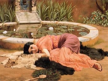 wishing well, lady, peace, rest, vintage HD wallpaper