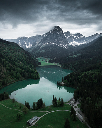 Landscape, Nature, Mountains, View From Above, Lake, Valley HD phone wallpaper