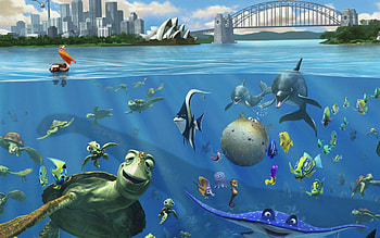 Sydney Opera House, finding-nemo, movies, animated-movies, fish, underwater HD wallpaper