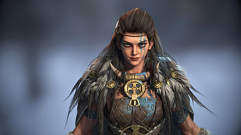 Fantasy Viking Woman Warrior Blur Background Warrior HD wallpaper