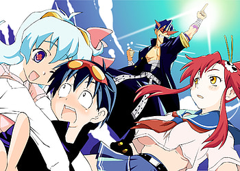 Kamina (Tengen Toppa Gurren Lagann) (Anime), Nia, Simon, Yoko, Colorful artwork HD wallpaper