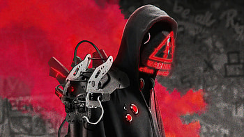 WARNING!!!, Cool, smoke, red, anonymous, cyborg HD wallpaper