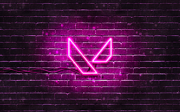 Valorant purple logo, , purple brickwall, Valorant logo, games brands, Valorant neon logo, Valorant HD wallpaper