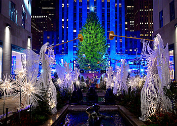 Street decorations, New York Christmas HD wallpaper