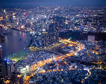 Cities, Rivers, Building, Lights, Night City HD wallpaper