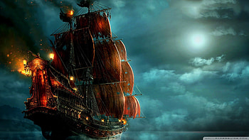 Old Sailing Ship on Fire gaming games screenshots GameScapes GamingShot concept digital art VistaLore HD wallpaper