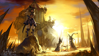 pixiv fantasia sunset, pixiv fantasia, animal ears, babycat, boots, sunset HD wallpaper
