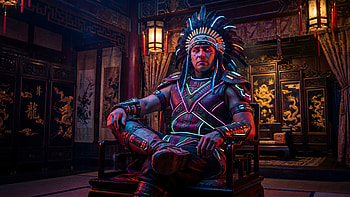 Neon Chieftain: The Dragon Temple - + Gaming, Cyberpunk, Warrior, Neon, Sci Fi, Fantasy, Fantasy Warrior HD wallpaper