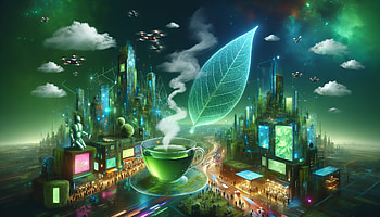 Futuristic City Green Tea Concept, green tea, futuristic city, Digital Art, nature, technology HD wallpaper