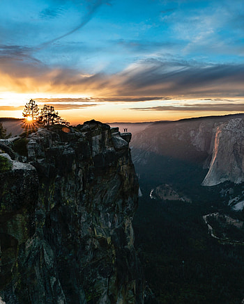 Cliff, mountain, sunset, valley, nature HD phone wallpaper