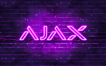 Ajax Systems violet logo, , violet brickwall, Ajax Systems logo, brands, Ajax Systems neon logo, Ajax Systems HD wallpaper