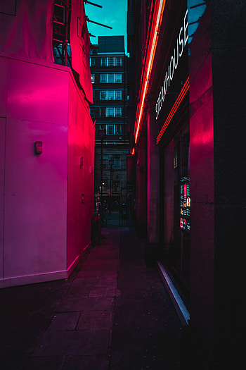 Cities, Night, Building, Neon, Backlight, Illumination, Lane HD phone wallpaper