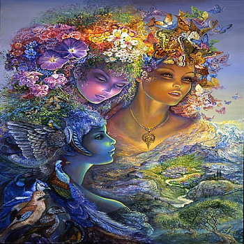 Three graces, graces, josephine wall, fantasy, art HD wallpaper