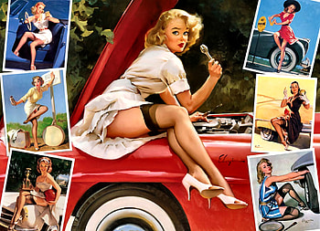 Roadside Attractions - Pinup Girls F1, art, pinups, beautiful, illustration, artwork, lady, wide screen, painting, portrait, girls HD wallpaper
