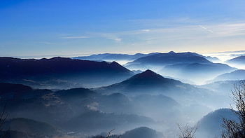 Mountains, blue, sky, nature HD wallpaper