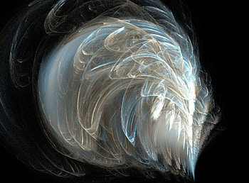 Feathery fractal, blue, fractals, fractal, cream, feathery HD wallpaper