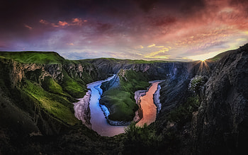 Landscape, river, bend, Canyon HD wallpaper