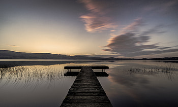 Nature, Water, Horizon, Pier, Evening HD wallpaper