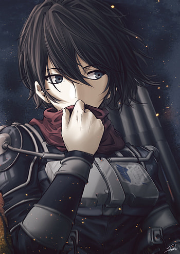 Mikasa ackerman, black hair, character sign Aquarius, hunter, Shingeki no Kyojin, anime HD phone wallpaper