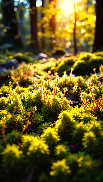 Mossy Serenity: A Captivating , moss, nature, sunlight, forest, greenery HD phone wallpaper
