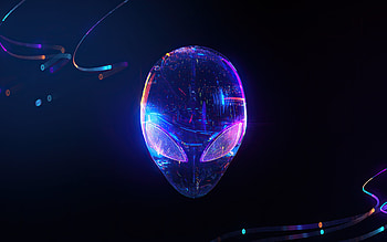 Alien head, neon art, creative Alien head, Alienware, creative art, Alien HD wallpaper