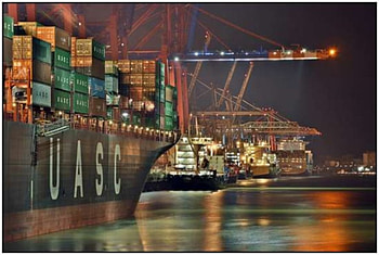 busy harbor at night, ships, harbors, commercial, boats HD wallpaper