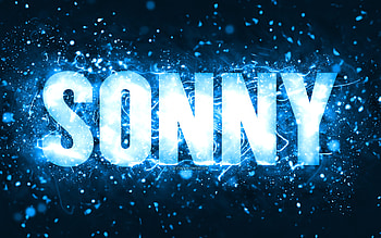 Happy Birtay Sonny, , blue neon lights, Sonny name, creative, Sonny Happy Birtay, Sonny Birtay, popular american male names, with Sonny name, Sonny HD wallpaper