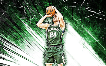 Pat Connaughton, grunge art, Milwaukee Bucks, NBA, basketball, Patrick Bergin Connaughton, Pat Connaughton Milwaukee Bucks, green abstract rays, Pat Connaughton HD wallpaper