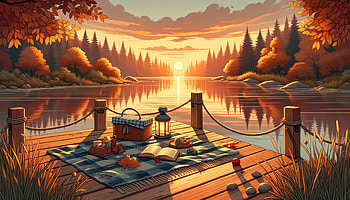 Picnic by the Lake, picnic, Autumn, nature, lake HD wallpaper