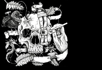 Clockwork Sparrow, skull, fingers, artwork, leaves, sparrow, fantasy, key, abstract, flowers, eye HD wallpaper