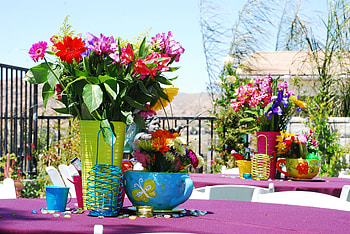 Colorful Home decoration, colorful, table, decoration, flower, flowers, balcony, clebration, home HD wallpaper