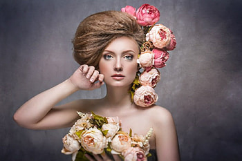 Beauty, lady, model, flowers, graphy HD wallpaper