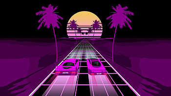 Two Sports Car Retrowave Art, cars, retrowave, artwork HD wallpaper