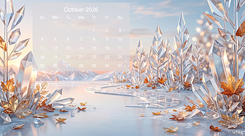 October 2026 — Crystal Autumn Calendar, October 2026 Calendar HD wallpaper