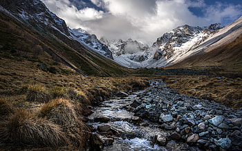 Glacier North Ossetia, ossetia, galcier, mountains, ice HD wallpaper