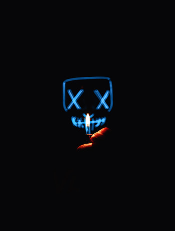 Fire, Dark, Neon, Mask, Lighter HD phone wallpaper