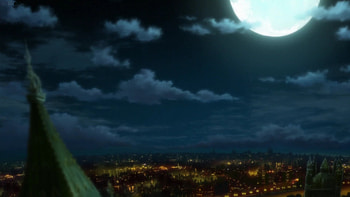London, anime, moon, hellsing, hellsing ultimate, clouds, manga, night, city, lights HD wallpaper