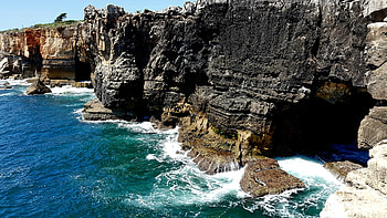 Coast, sea, cave, nature HD wallpaper