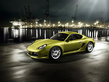 Porsche Cayman R, r, porsche, green, 2011 HD wallpaper