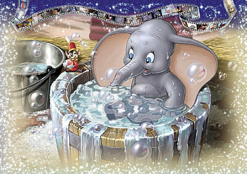Dumbo, bath, cute, poster, disney, flying, animation, elephant, movie, funny HD wallpaper