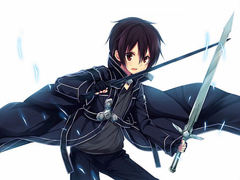 Kirito, Short Hair, White, Anime, Cute, Sword Art online, Dark, Sword, Boy, Brown Hair HD wallpaper