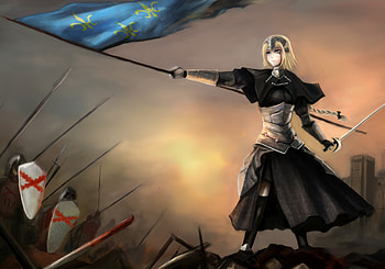 Joan of Arc, Fate/Apocrypha character, Armor and blue eyes, Anime HD wallpaper
