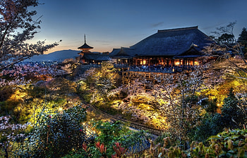 Sakura Blossom, Kiyomizu-dera Temple, Spring in Kyoto, Japan HD wallpaper