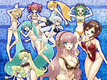 Vocaloid, haku yowane, nana macne, neru akita, meiko, cute, teto kasane, gumi, miku hatsune, rin kagamine, luka megurine, swimsuits HD wallpaper